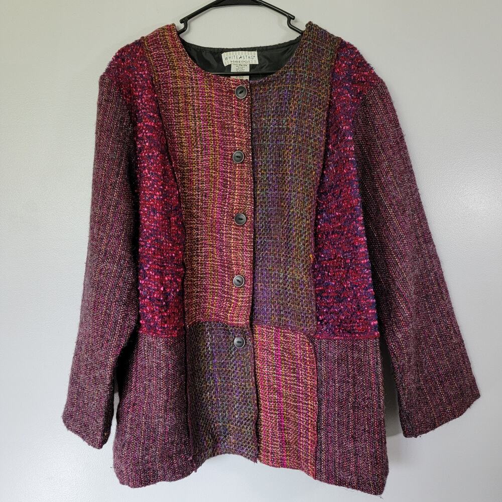 Blazer Purple Combo Womens 18W 20W Grannycore Church Y2k Office Work White Stag